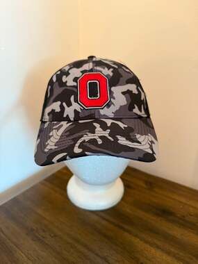 Ohio State Buckeyes OSU Camo Baseball Hat Cap Gray Adjustable One Size